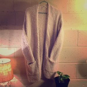Fuzzy white oversized cardigan
